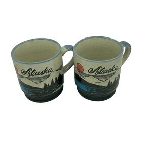 Vintage A.C.E. 1983 Alaska Ceramic Coffee Mugs, Set of 2